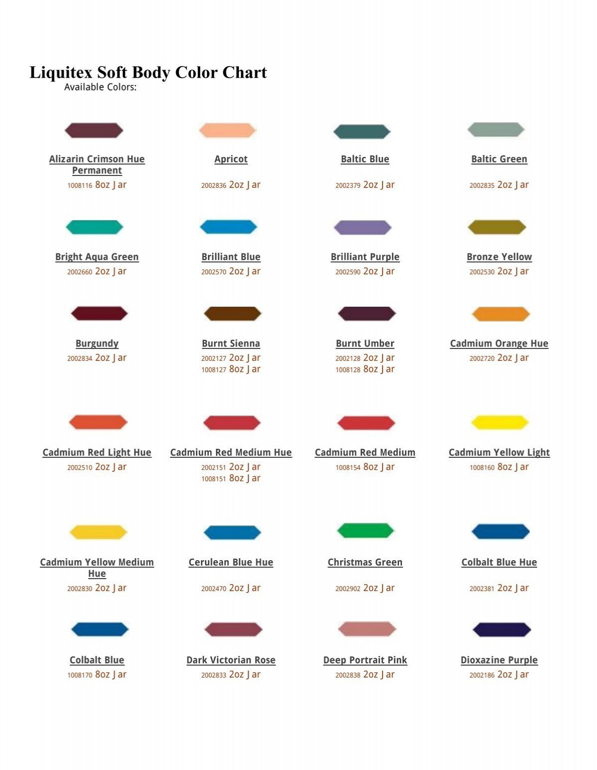 Liquitex Soft Body Color Chart Hawaiian Graphics