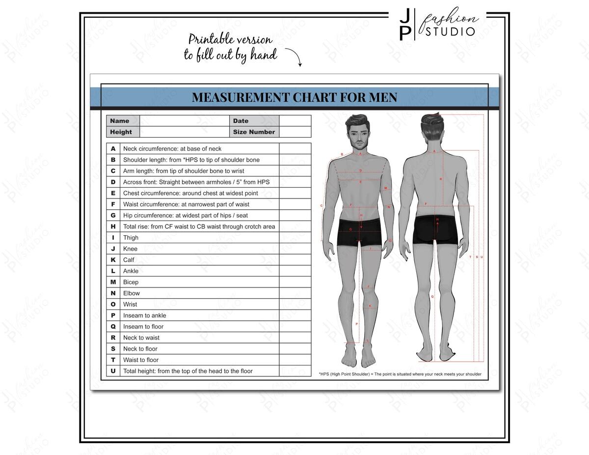 Men S Body Measurement Chart For Fashion Design Printable PDF JPG Etsy PRINTABLE Men S Body Measurement Sheet Fashion Designer Template Sewing Measurement Sheet PDF JPG Etsy