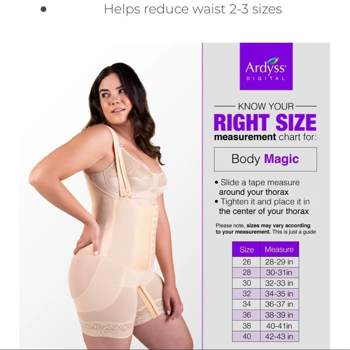 NEW Ardyss Black Long Leg Body Magic Shapewear Faja Size 36
