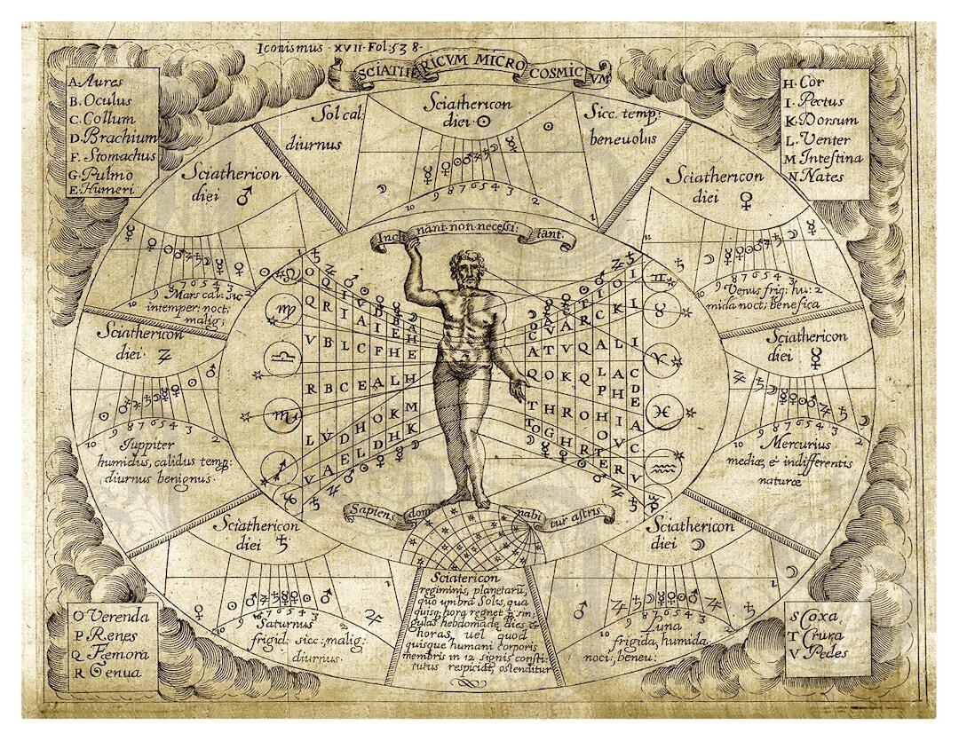 Planetary Influences On The Human Body Zodiac Chart Ancient Horoscope Rare Astrological Chart Astrology Signs Archival Print Etsy Israel