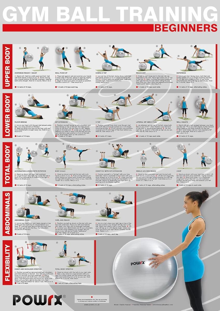 POWRX Exercise Ball Chart Beginner Level Gym Ball Liberia Ubuy