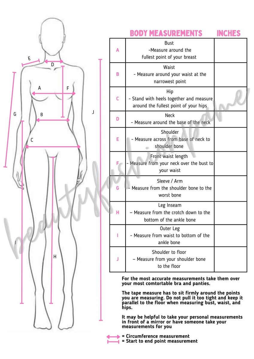 Printable Body Measurement Guide Expanded Version Etsy