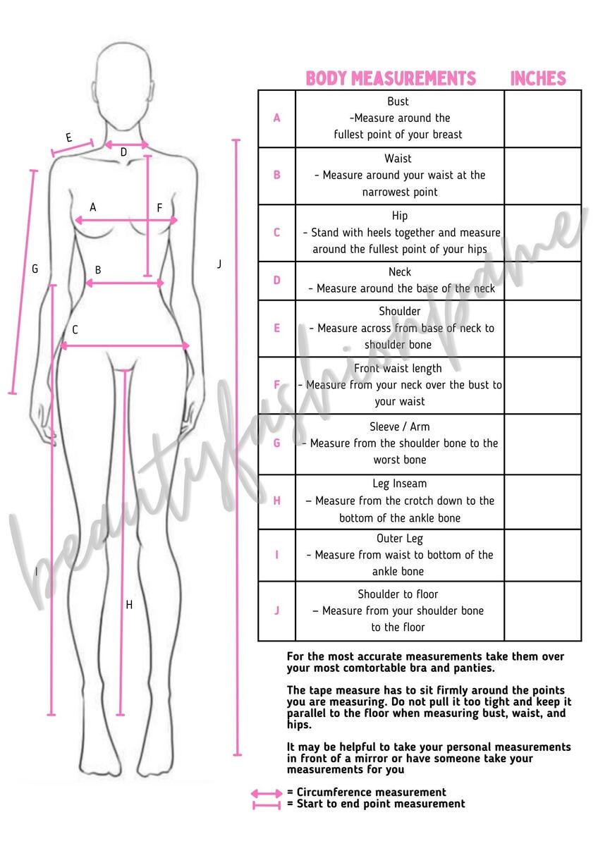 Printable Body Measurement Guide Expanded Version Etsy Printable Body Measurement Guide Expanded Version Etsy