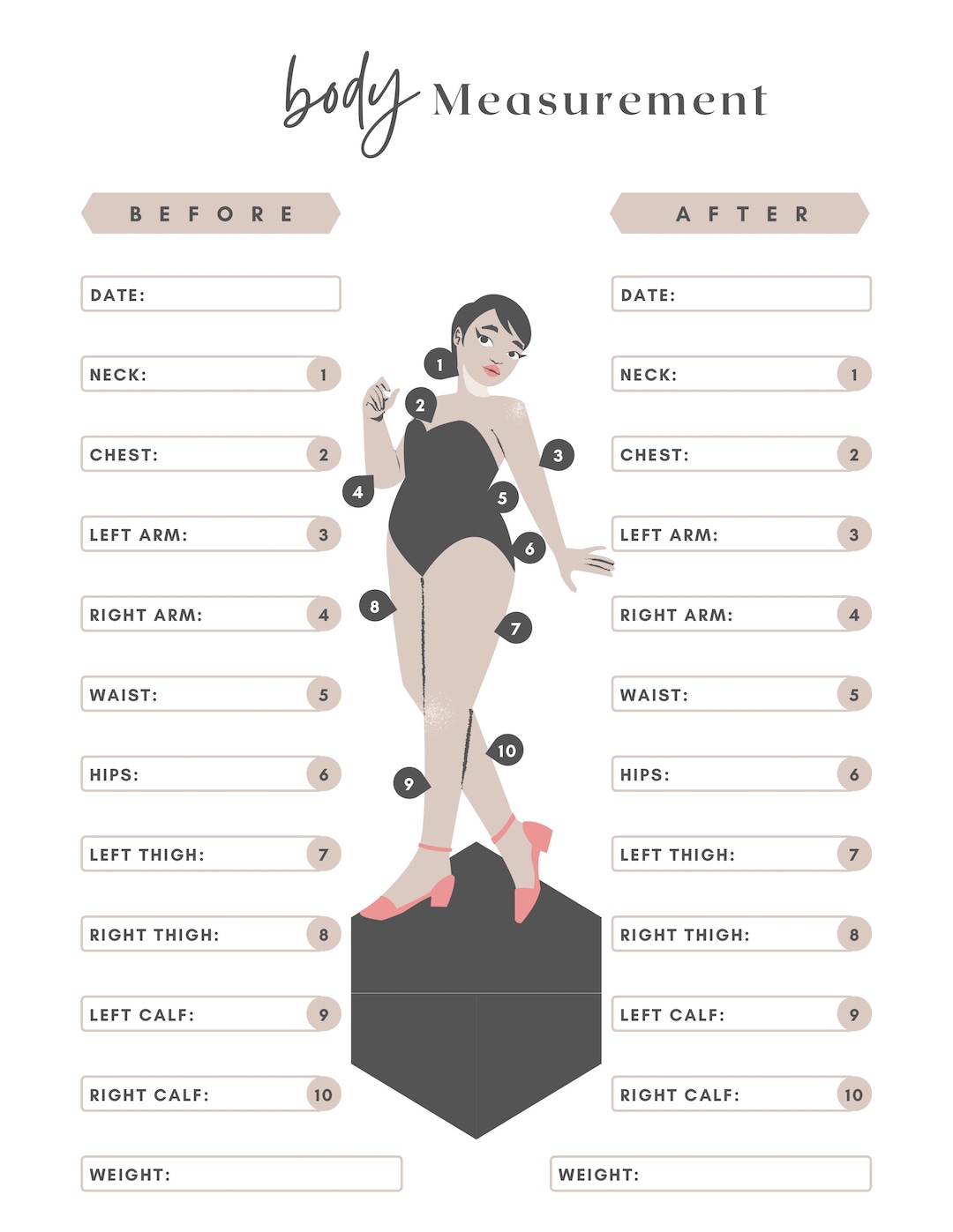 Female Printable Body Measurement Chart