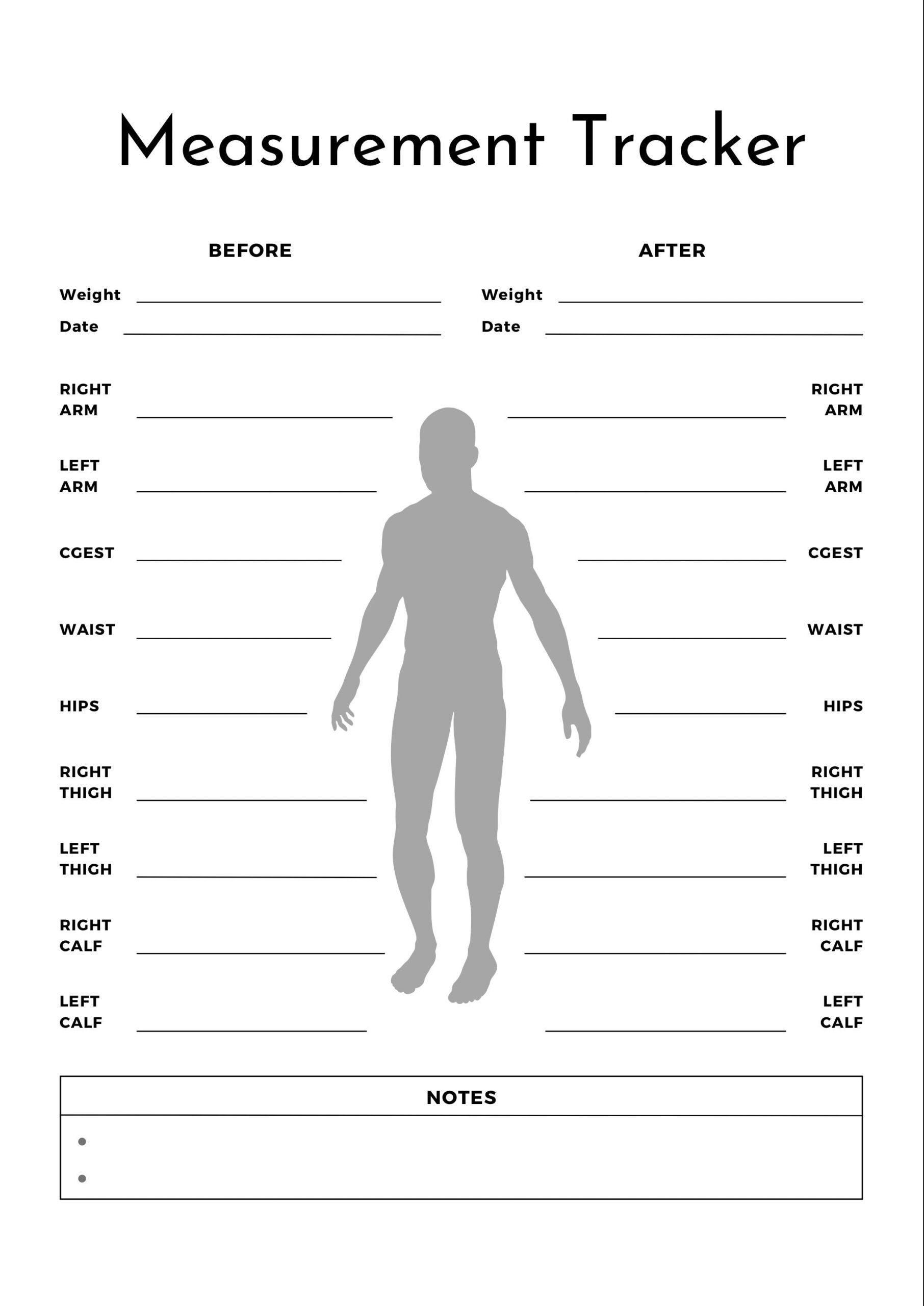 Printable Body Measurement Tracker Body Size Log Diet Planner Weight Loss Planner Printable Planner Letter Pdf Instant Download Etsy