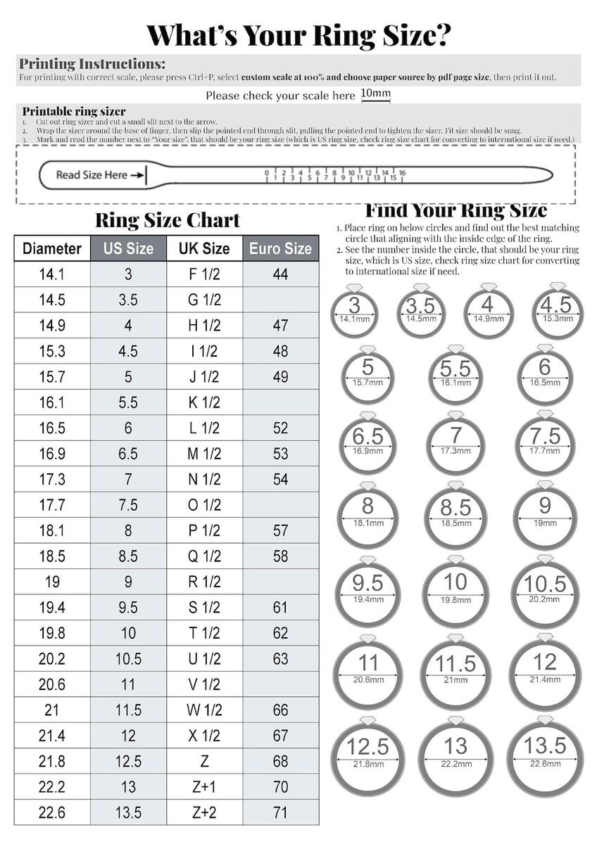 Printable Ring Sizer With International Size Chart Instant Download Etsy Israel Printable Ring Sizer With International Size Chart Instant Download Etsy Israel