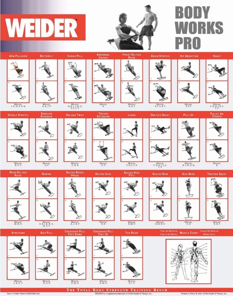 Weider Ultimate Body Works Workouts Exercises Body Works Weider Weider Total Gym Exercise Chart Body