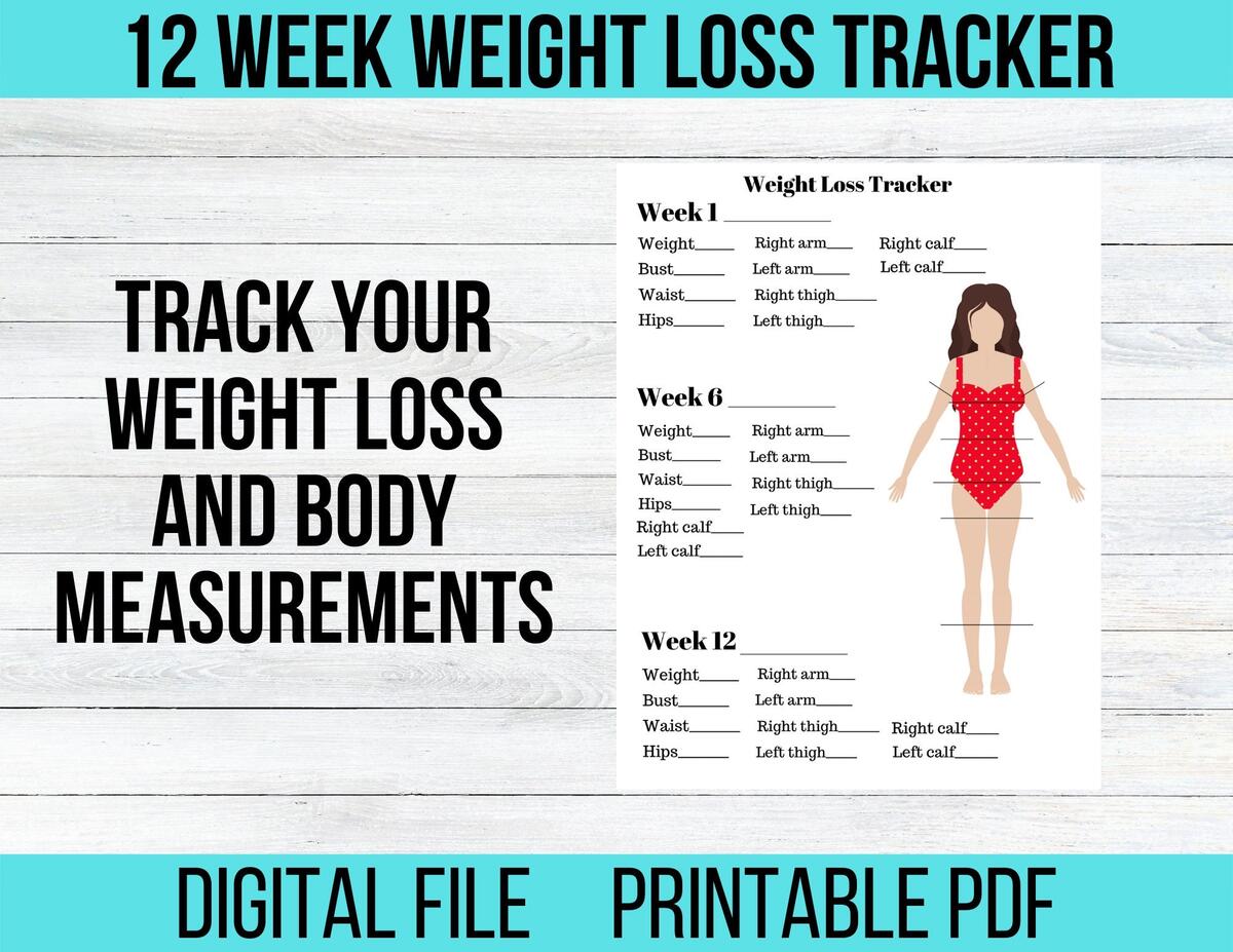 Printable Weight Loss Tracker Body Measurement Tracker 12 Week Weight Loss Record Sheet Body Measurement Tracking Sheet Etsy