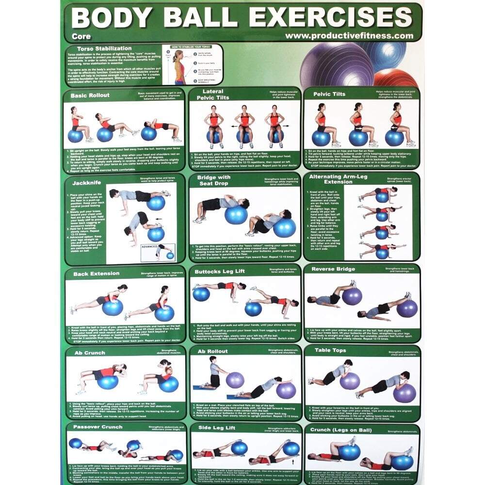 Productive Fitness And Health Instructional Poster Core Body Ball Exercise Chart Walmart Productive Fitness And Health Instructional Poster Core Body Ball Exercise Chart Walmart