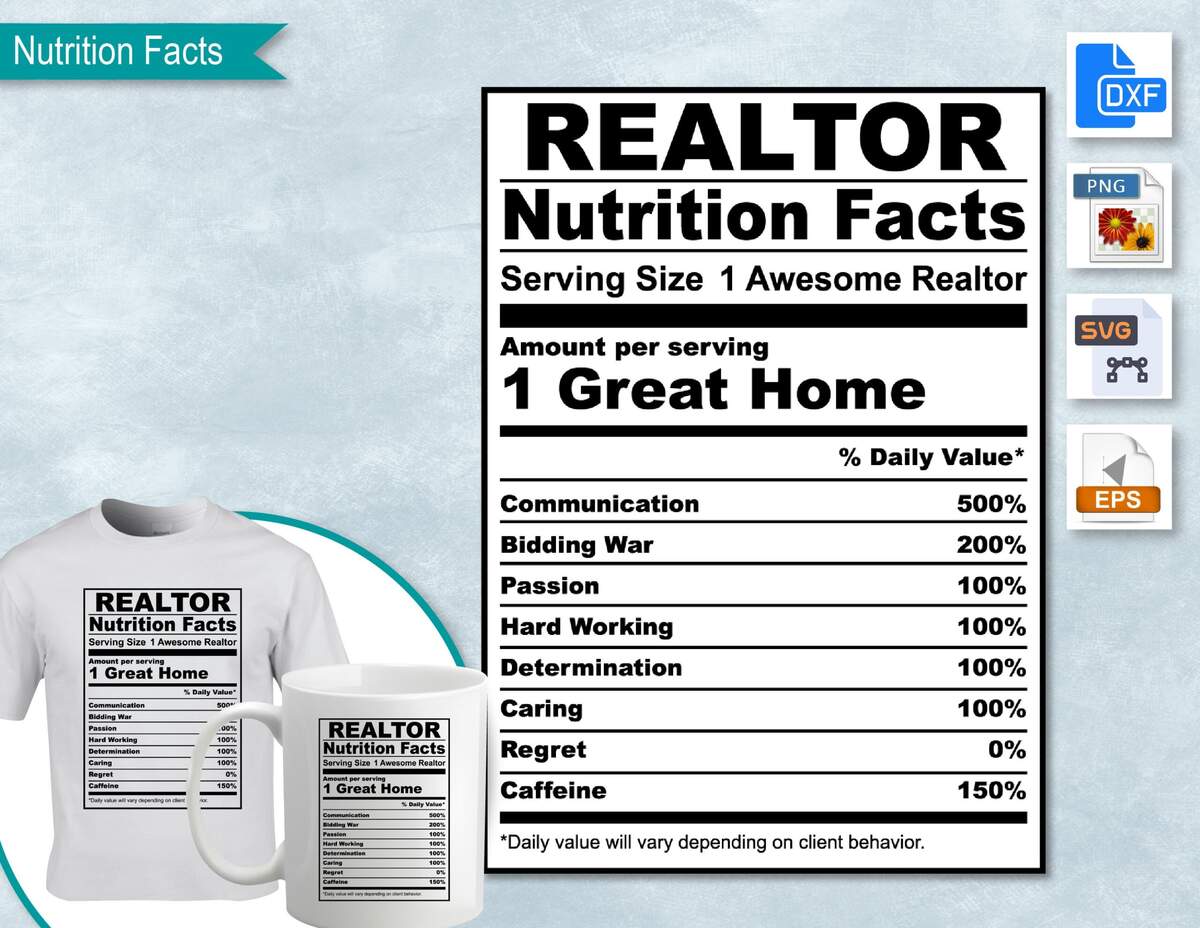 Realtor Nutrition Facts SVG Nutritional Fact Label Template Printable DIY Eps PNG Svg Dxf Cricut Silhouette Etsy Realtor Nutrition Facts SVG Nutritional Fact Label Template Printable DIY Eps PNG Svg Dxf Cricut Silhouette Etsy