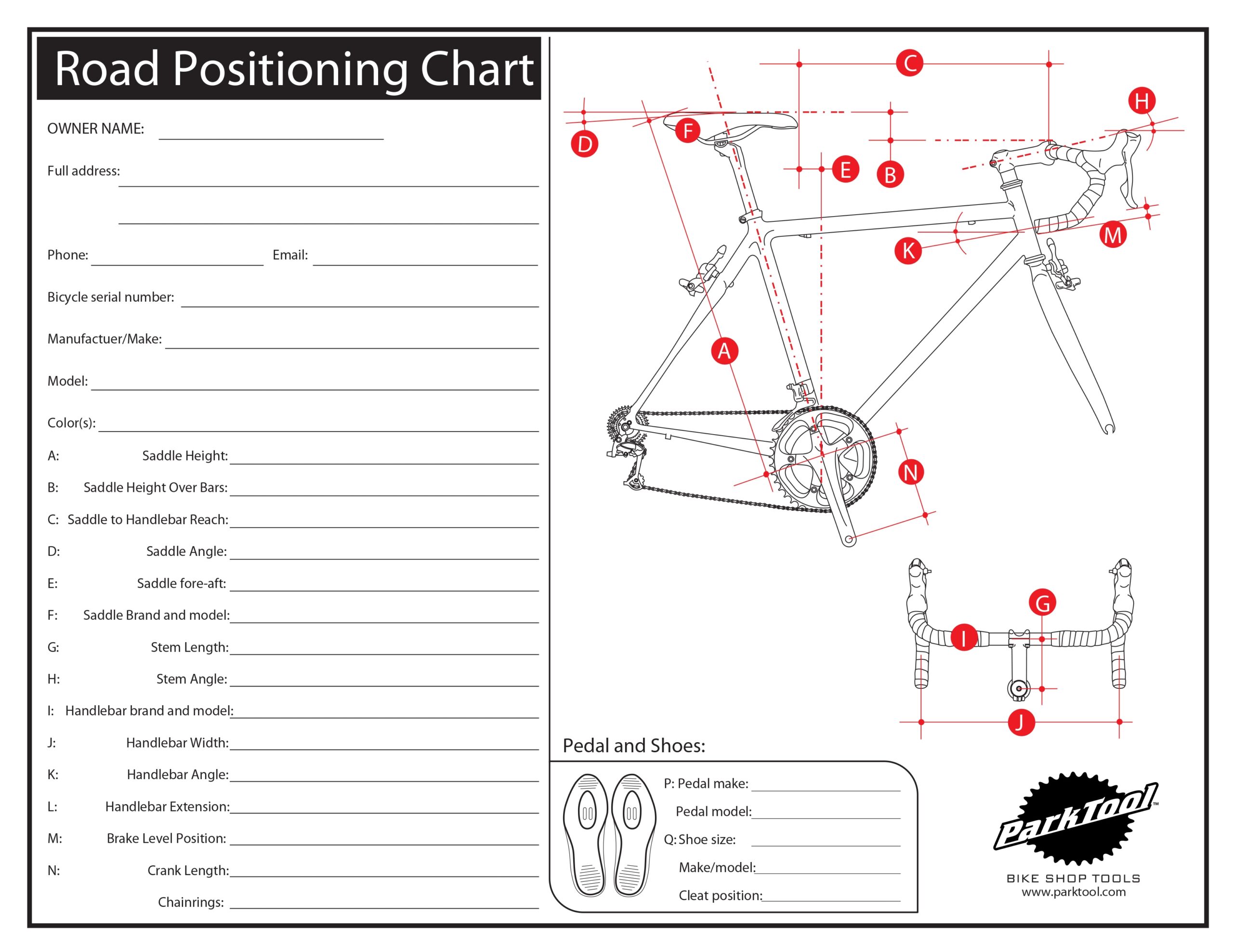 Road Positioning Chart Park Tool Road Positioning Chart Park Tool