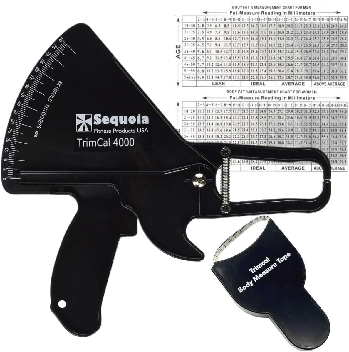 Sequoia Fitness TrimCal 4000 Personal Skinfold Body Fat Caliper Black Walmart Sequoia Fitness Body Fat Caliper With Body Measure Tape Fat Chart Black EBay