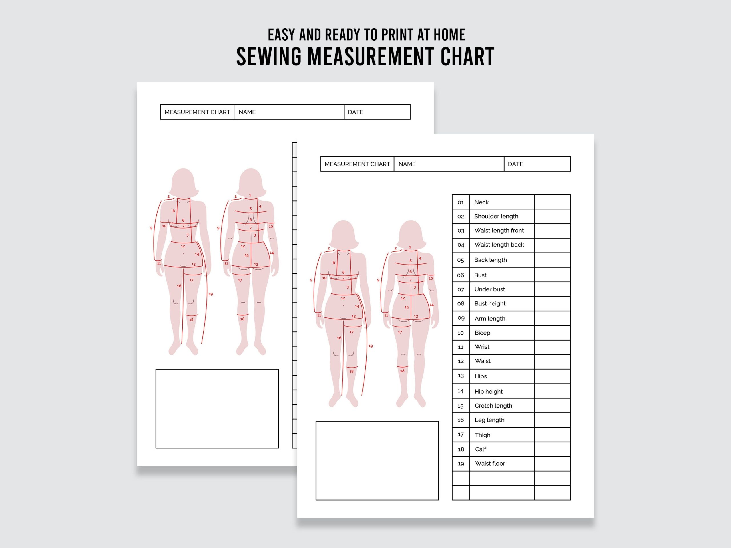 Sewing Measurement Chart Body Size Chart Sewing Worksheet Instant Download Digital Download PDF Etsy Girls Body Measurement Chart Fashion Design Template Printable PDF JPG Etsy
