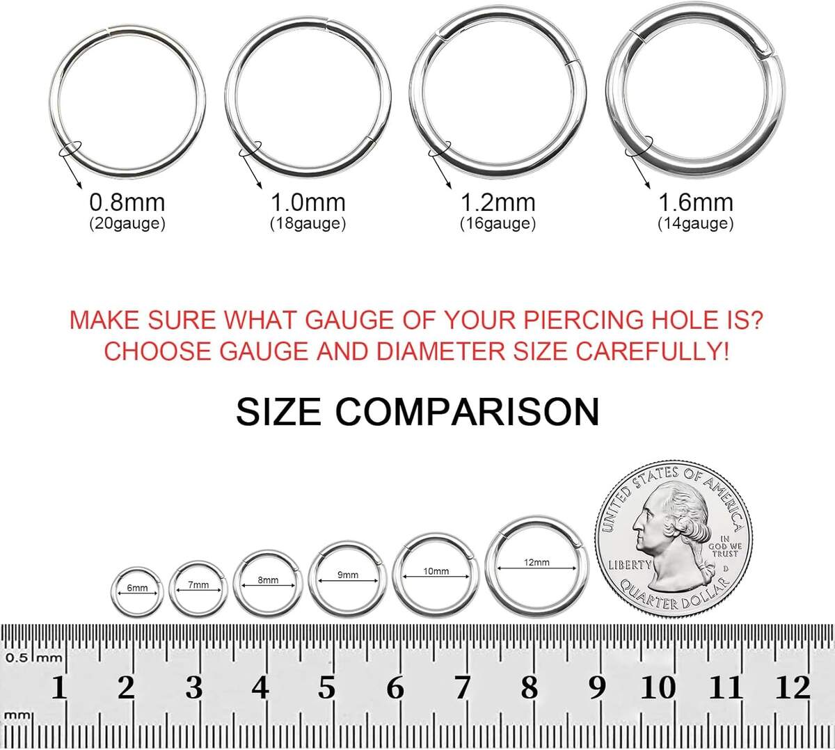 Size Chart Diameter Helix Ring Grade 23 Titanium Nose Rings Hoops Body Piercing Kuwait Ubuy Size Chart Diameter Helix Ring Grade 23 Titanium Nose Rings Hoops Body Piercing Kuwait Ubuy