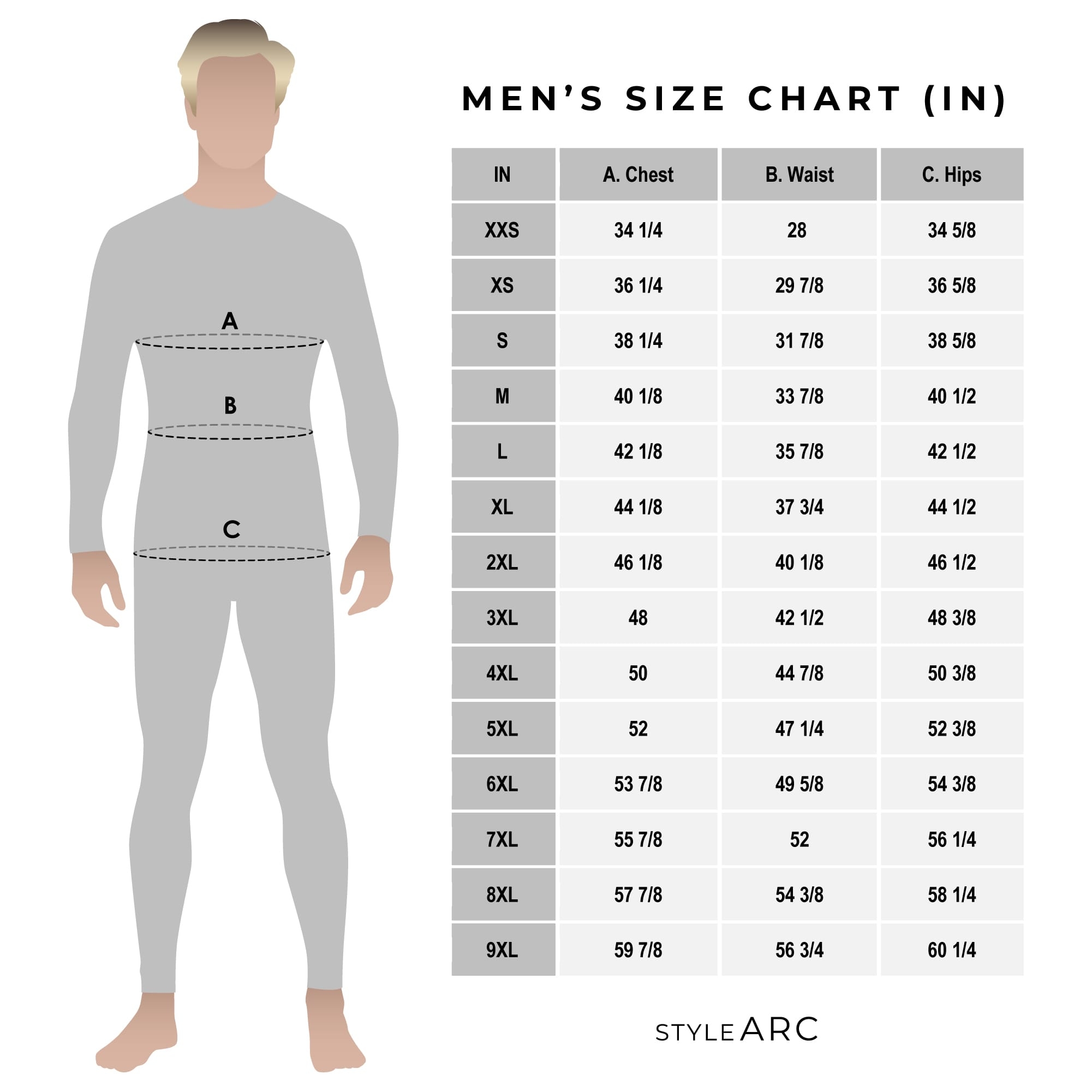 Size Charts Style Arc
