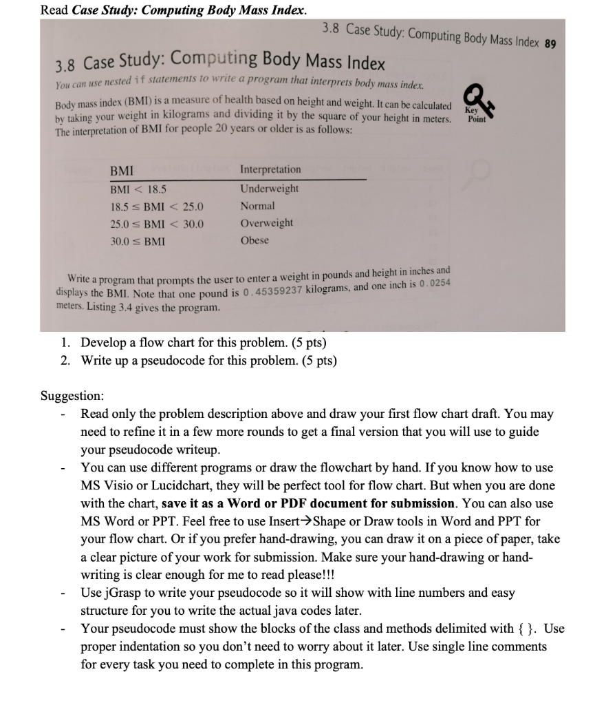 Solved Read Case Study Computing Body Mass Index 3 8 Case Chegg