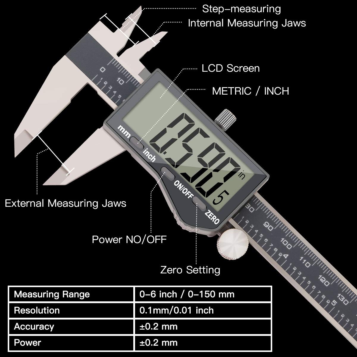 Stainless Steel Digital Vernier Caliper Electronic Ruler Measuring Tool 0 Desertcart Papua New Guinea