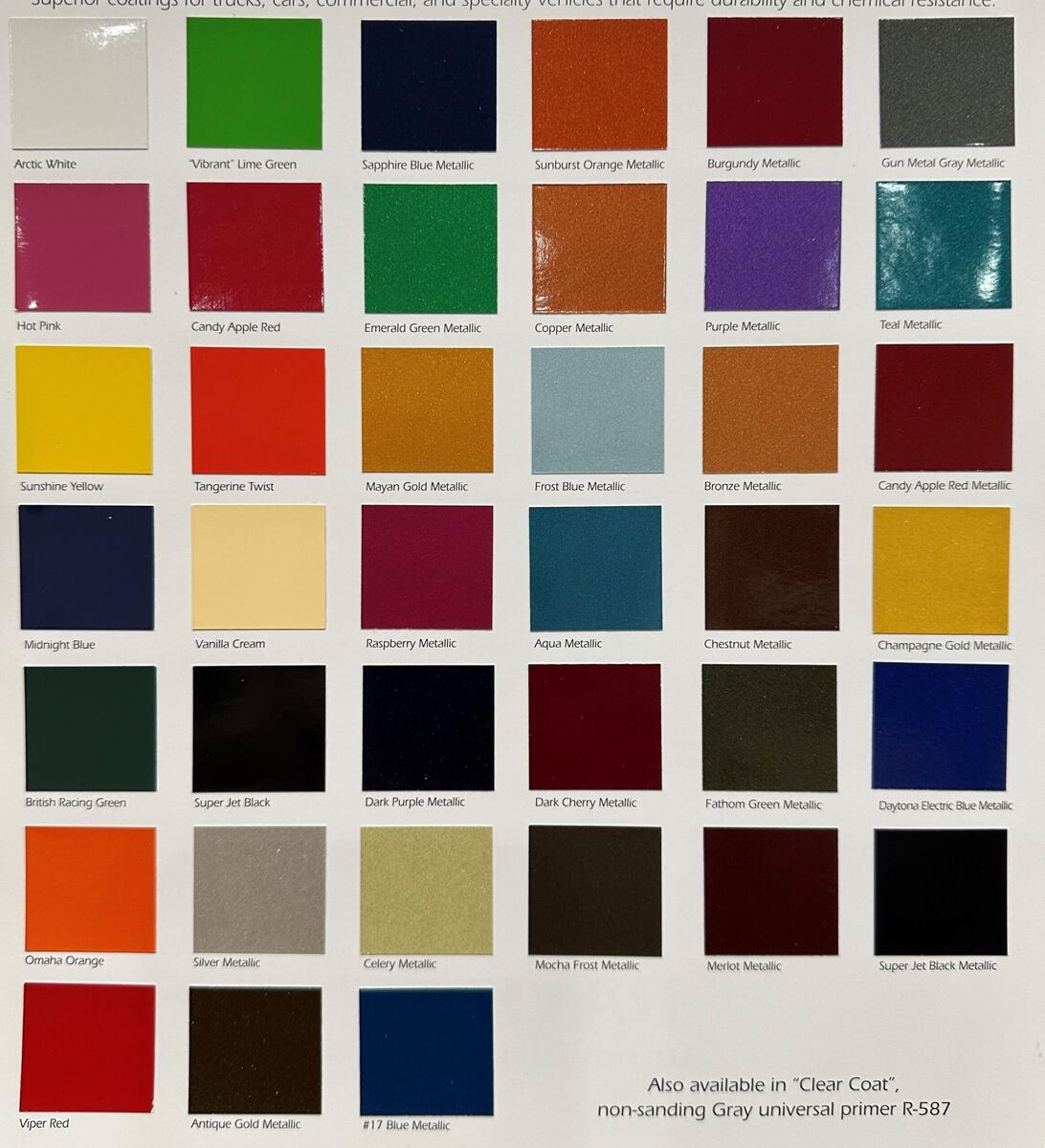 Starfire Automotive Finishes Color Chip Chart Auto Paint Colors