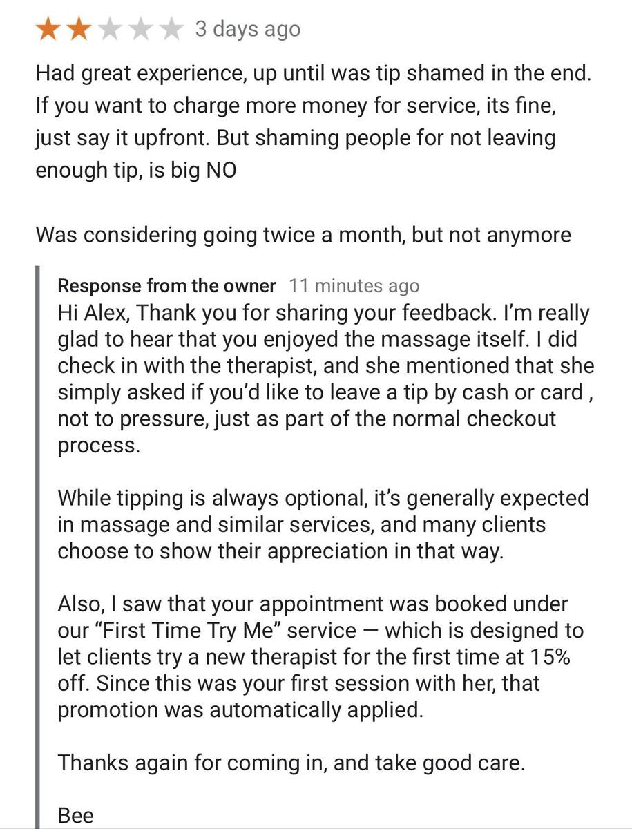 Tipping At Massage Place R EndTipping