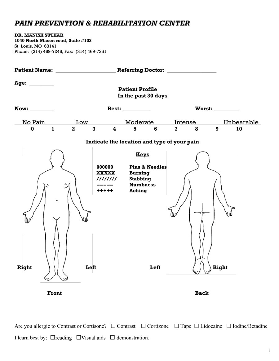 VAS PAIN DIAGRAM Pain Prevent VAS PAIN DIAGRAM Pain Prevent