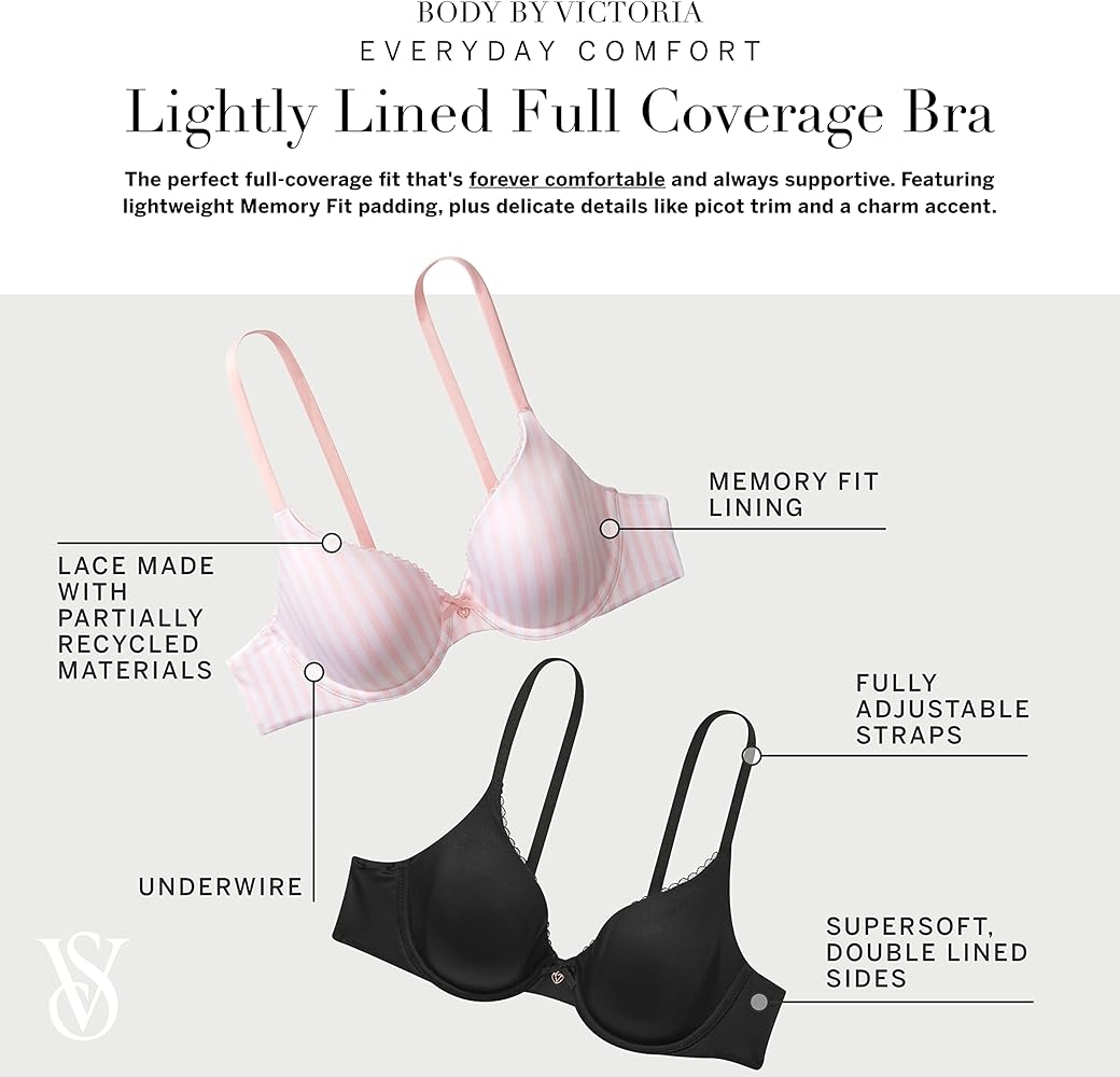 Victoria S Secret Body By Victoria Perfect Coverage Lightly Lined T Shirt Bra Bras For Women Black Smooth 32C At Amazon Women S Clothing Store