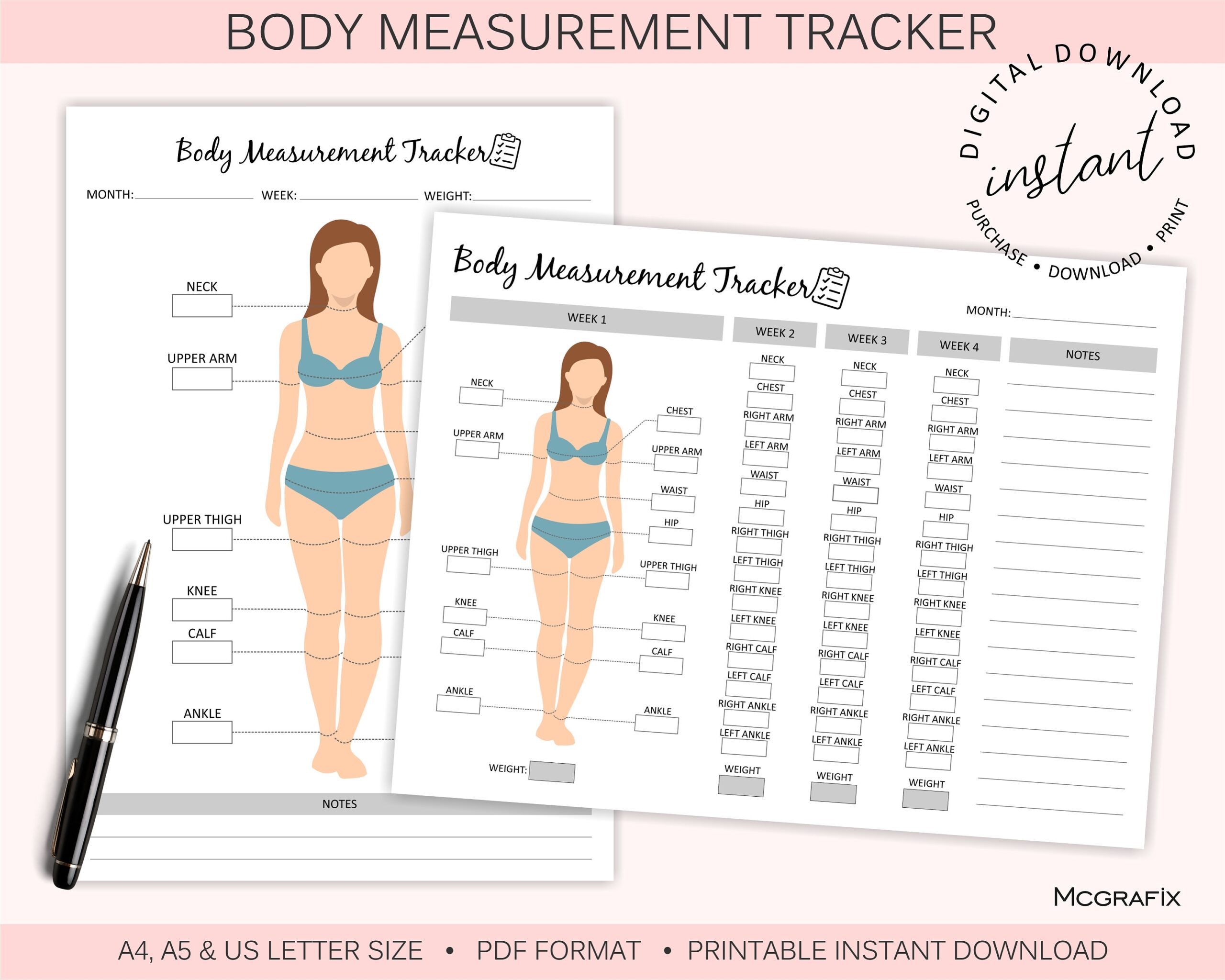 Weight And Measurement Tracker Etsy