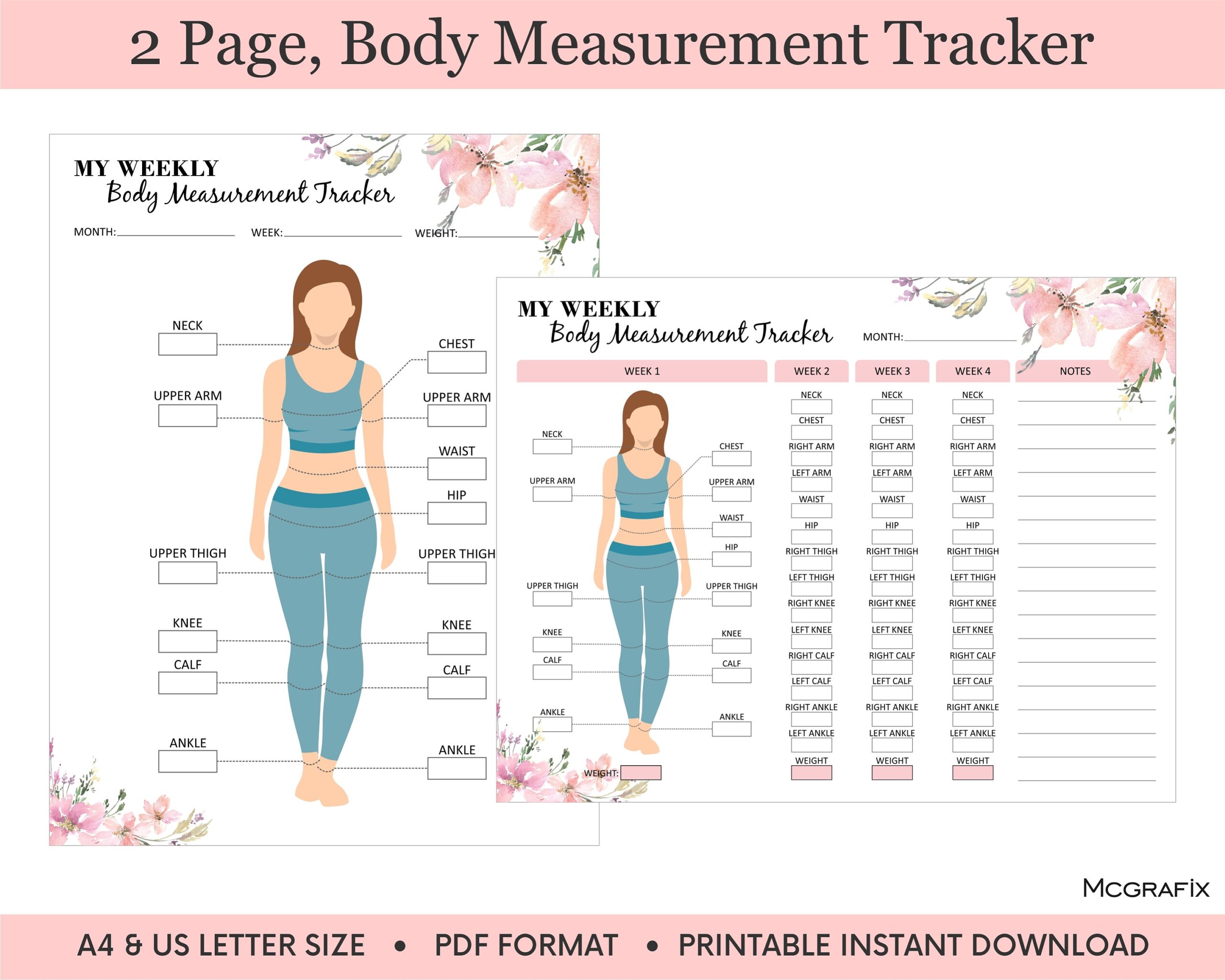 Weight Loss Tracker Printable Body Measurement Tracker Fitness Tracker Health Tracker Wellness Tracker Weight Loss Printable Pdf Download Etsy