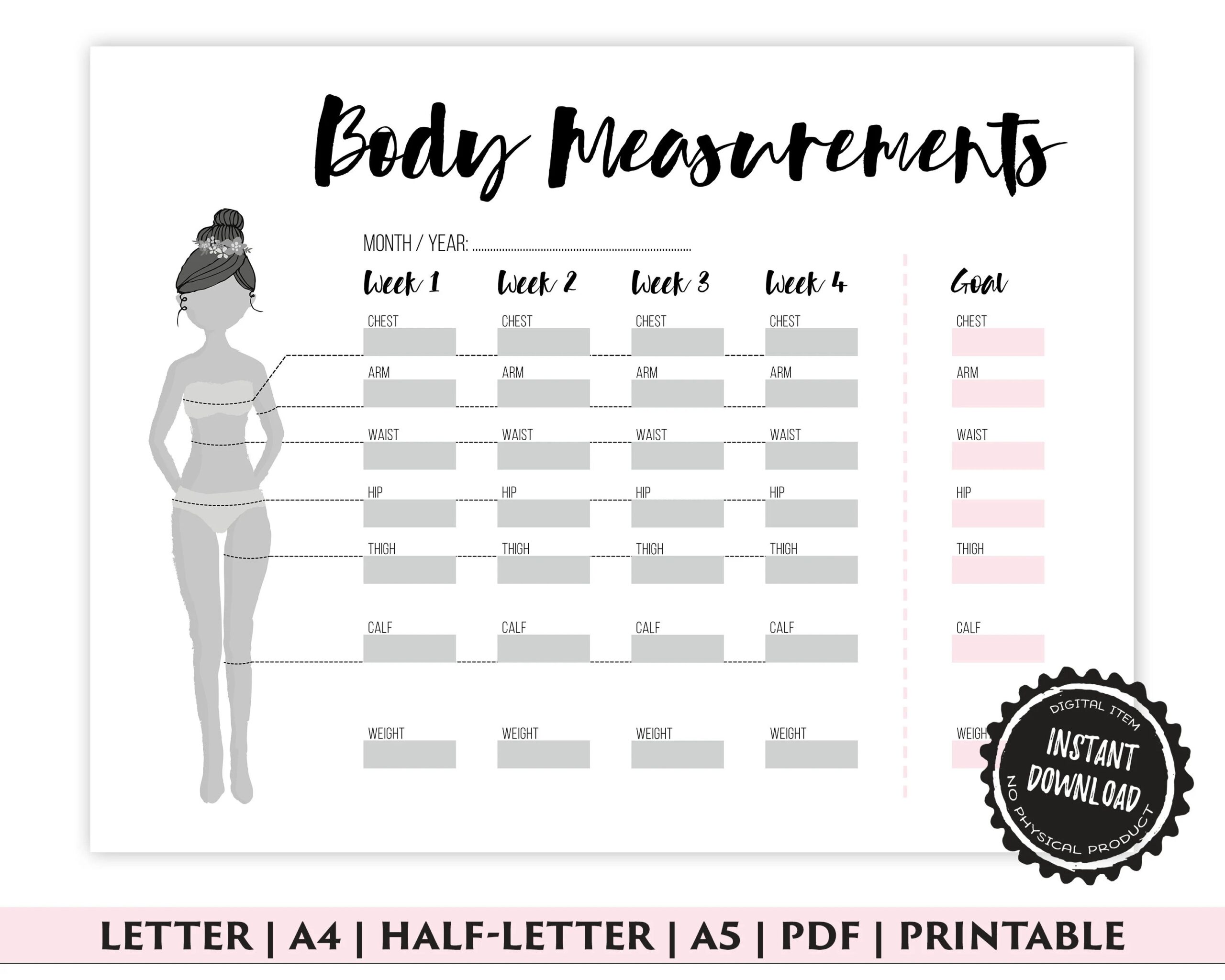 Body Measurement Tracker Weight Loss Tracker Fitness Journal Progress Tracker For Help With Weight Loss Body Sculpting Fitness Motivation Etsy