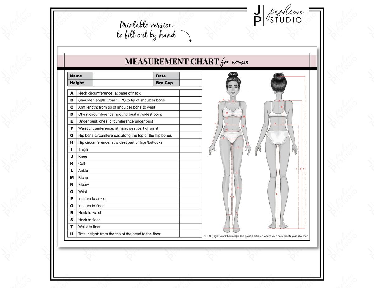 Women S Body Measurement Chart Fashion Design Template Printable PDF JPG Etsy Women S Body Measurement Chart Fashion Design Template Printable PDF JPG Etsy