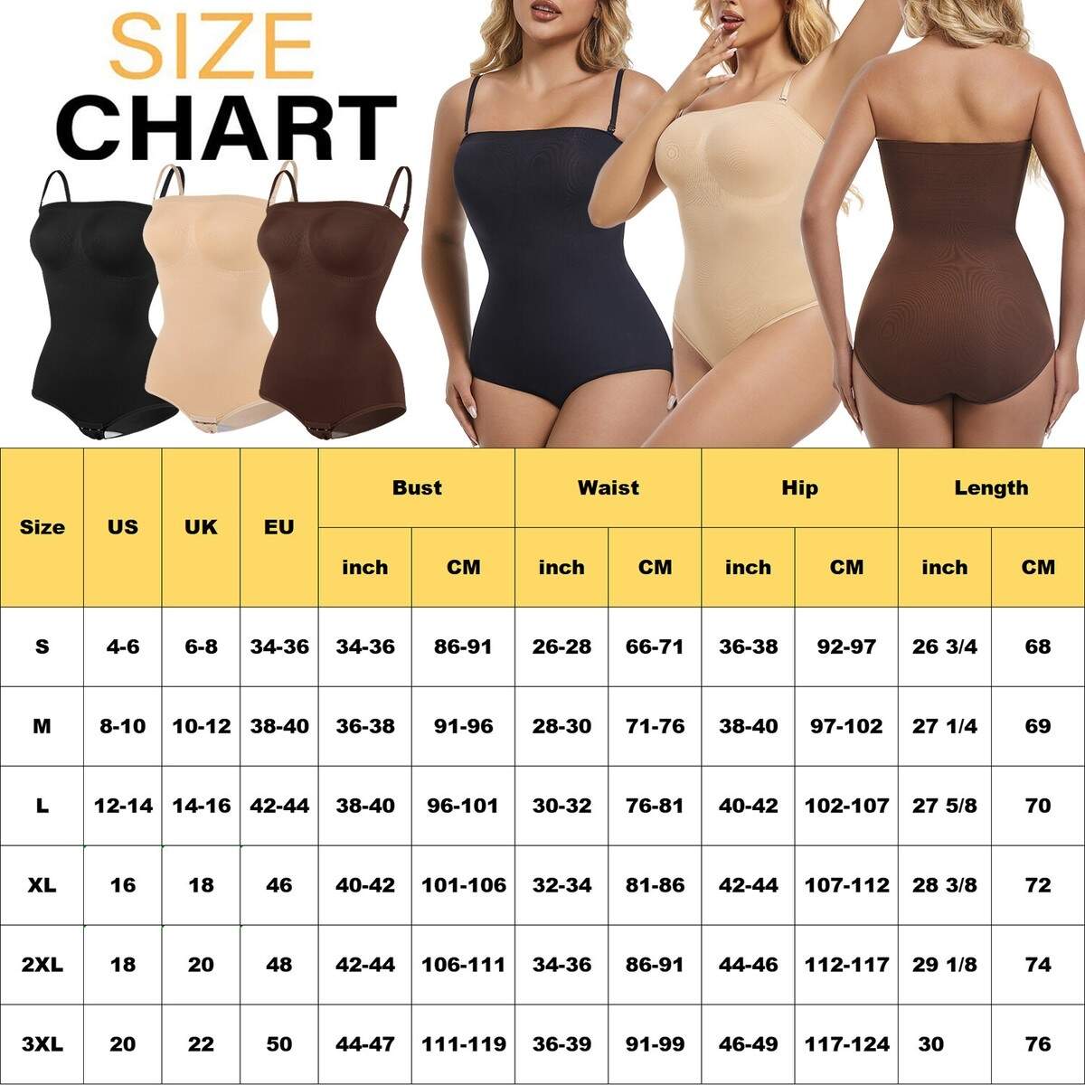 Women Strapless Shapewear Bodysuit Tummy Control Slimming Body Shaper EBay