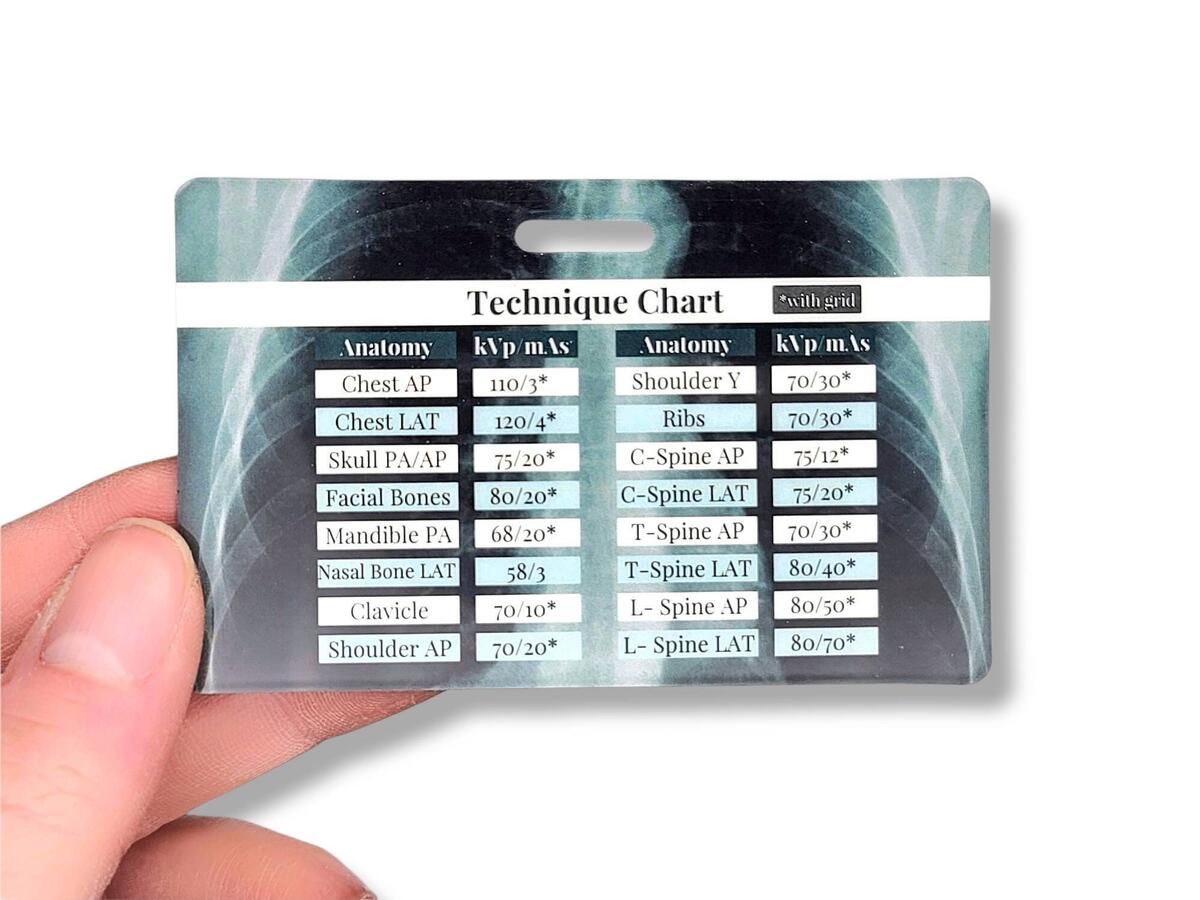 Xray Technique Card Xray Mas And Kvp Chart Radiology Technique Chart Xray Study Guide Xray Tech Gift Xray Student Gift Etsy